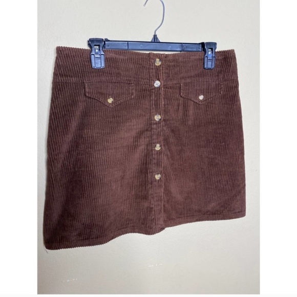 Vintage Corduroy Mini Brown Button Front Skirt Large - Picture 8 of 11